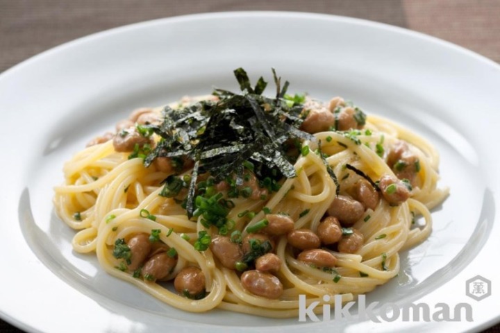 醤油で簡単、納豆パスタ