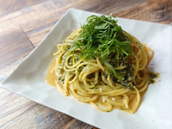 「味付け海苔と卵のパスタ」