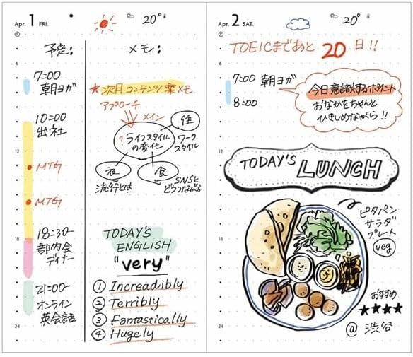 デイリー：毎日の予定を詳細に記入！日記代わりにもおすすめ