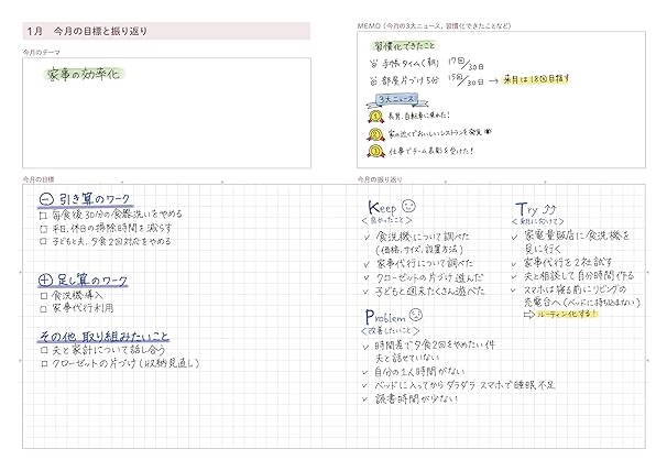 「今年の夢・目標」などを書き込める手帳もおすすめ