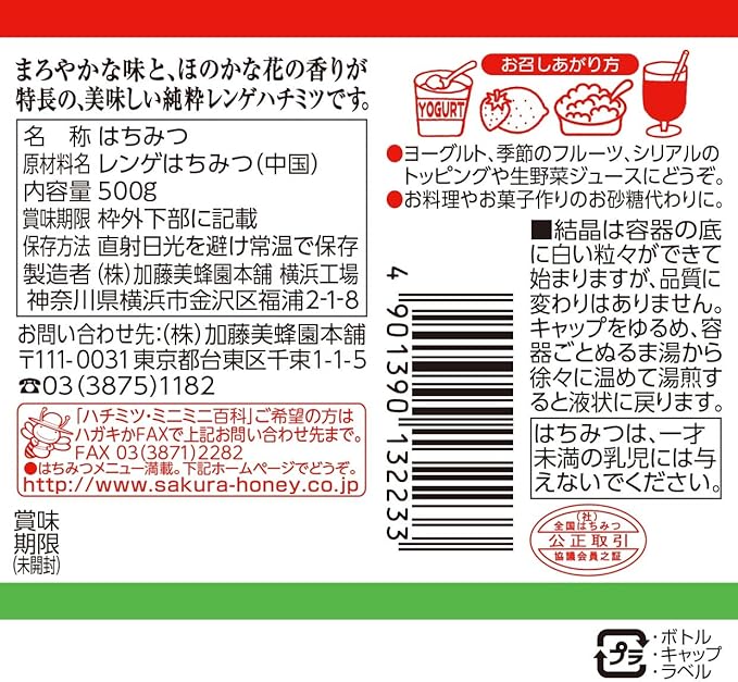 はちみつの商品ラベルで見分ける方法